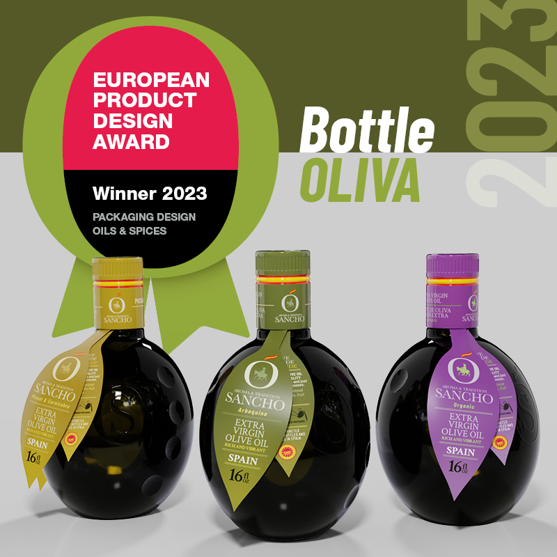 A bottle of Sancho Evoo Picual & cornicabra variety