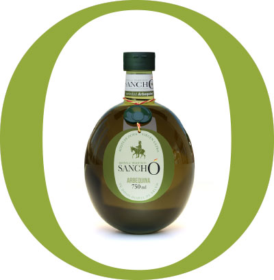 a couple of glass bottle of sancho arbequina variety