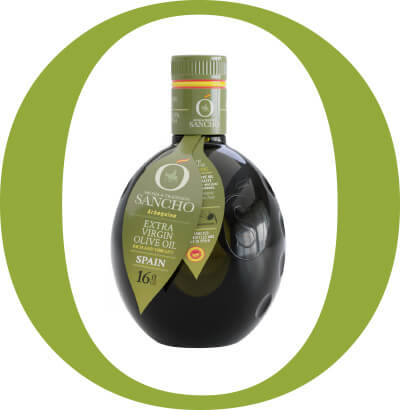 a couple of glass bottle of sancho arbequina variety