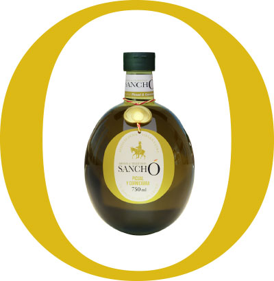 a couple of glass bottle of sancho arbequina variety