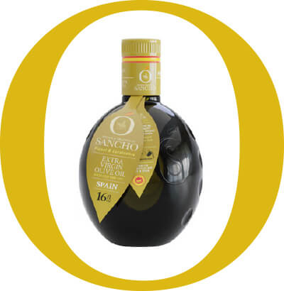 a couple of glass bottle of sancho arbequina variety